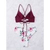Printed Strap Two Piece Swimsuit Set Sexy Bikini Woman Swimwear A2205
