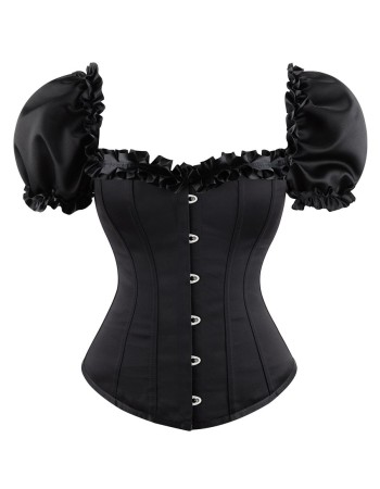 Black Sexy Ruffle Sleeves Lace-up Steampunk Victorian Overbust Corset Top WK2206