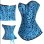 blue satin sexy corset with black dot m1849C