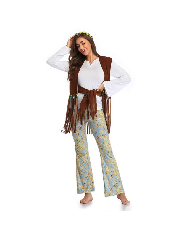 Indian Adult Couple Costume Tribe Princess Hip Hop Fringe Cosplay SM3348