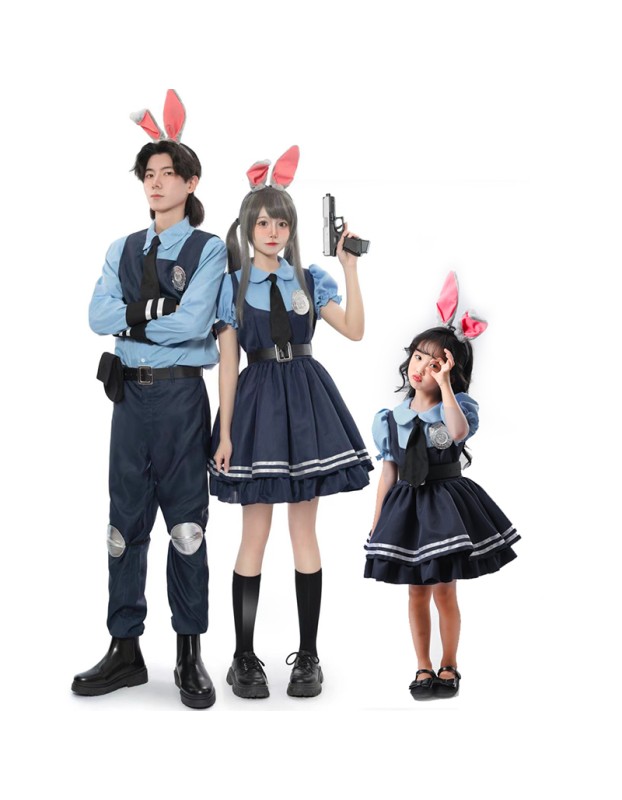 Movie  Zootopia  Cosplay Judy Police Costume Anime Rabbit Sheriff Parent-Child Suit DL2040