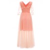 Net Yarn Flowers Wedding Bridal Long V-Neck Club Sexy Thin Dress CD1672