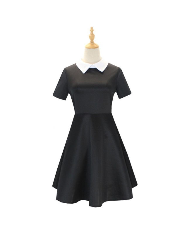 Addams Family Costume Halloween Wednesday Black Dress Cosplay Costume F411