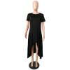 Solid color irregular skirt dress M8471