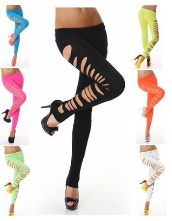 Ripped Opaque Spandex Stirrup Leggings M9117