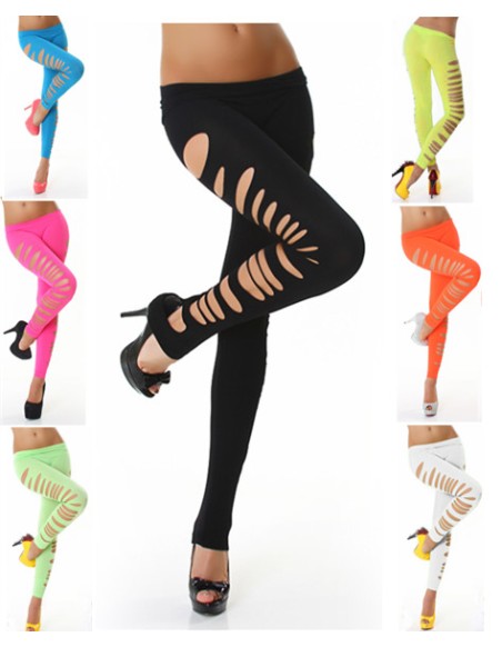 Ripped Opaque Spandex Stirrup Leggings M9117