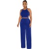 Women's Halter Cross-Strap Solid Color Wide-Leg Pants Two Piece Set 9428