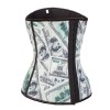 Dollar Print 9 Steel Boned Latex Waist Cincher  M1303J