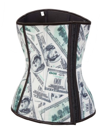 Dollar Print 9 Steel Boned Latex Waist Cincher  M1303J