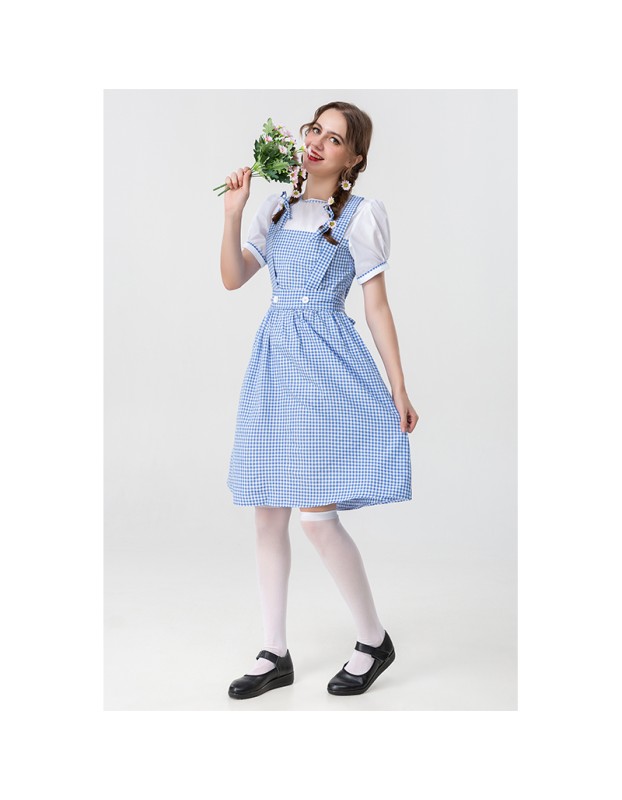 The Wizard Of Oz Cosplay Dorothy Adult Stage Costume Elise Maid Dress YM0915