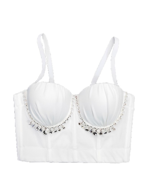 Suspender Short Stretch Shaping Corset Steel Ring Nail Beaded Chest Top KN8575