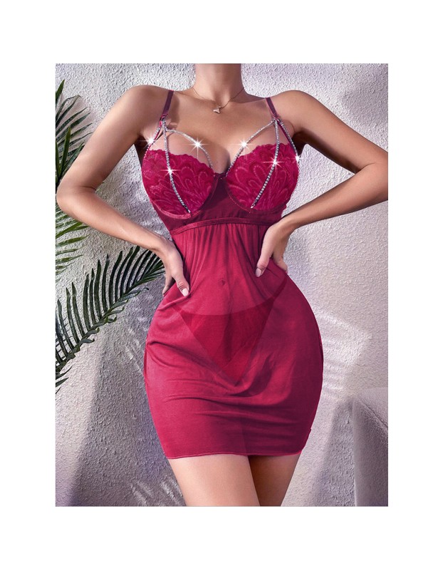Sexy Halter Nightdress Pearl Sexy Dress Backless See-Through Nightdress YSF846