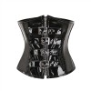 Black Red Wet Look Pu Leather Buckle-up Underbust Corset M22068