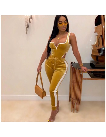 Sleeveless Zipper Hollow Out Two Piece Set Women Tracksuit M8454