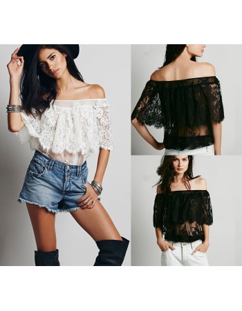Sexy Lace Off-Shoulder Tops M30063