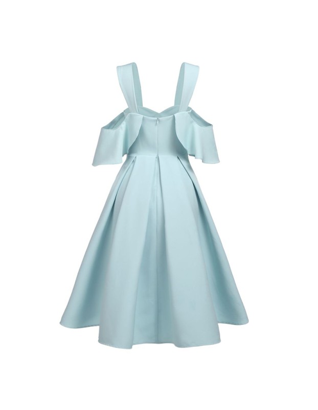Sling Butterfly Sleeves Wedding Party Women Satin Club Dresses CD1731