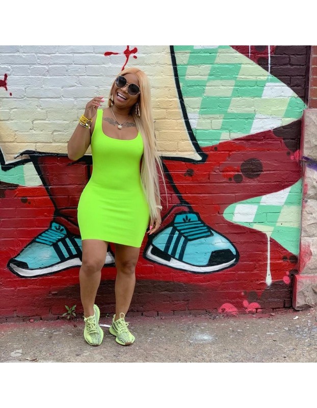 Summer Basic Vest Short Bodycon Dress m8399