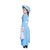 British colonial farm dress girls costume children blue dot dress cosplayM40648