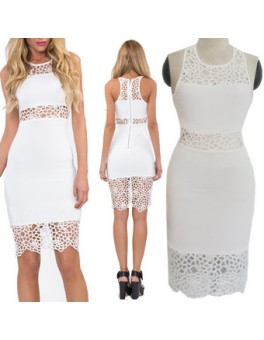 Sexy White Midi Dress M3919