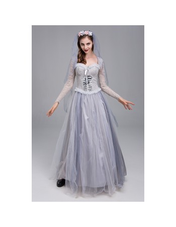 Halloween Ghost Bride Cosplay Horror Bloody Costume Vampire Party Dress YM9312