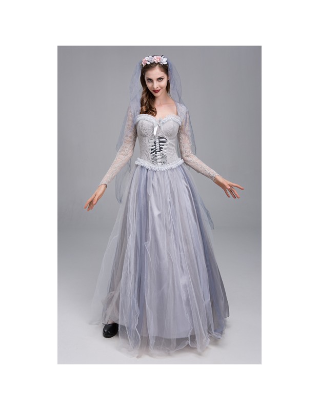 Halloween Ghost Bride Cosplay Horror Bloody Costume Vampire Party Dress YM9312