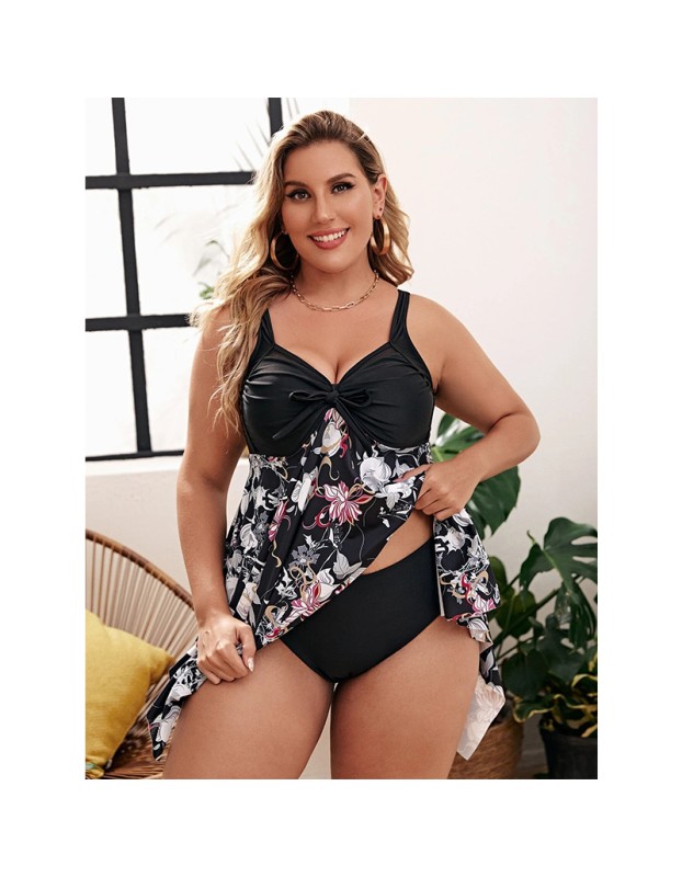 Butterfly Flower Ladies Hollowed Out Bikini Three Piece Plus Size Swimsuit 20152