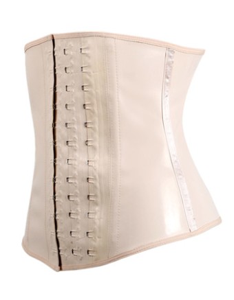 Black Smooth Latex Hook Eye 4 Steel Boned Waist Training Corset  M1303U