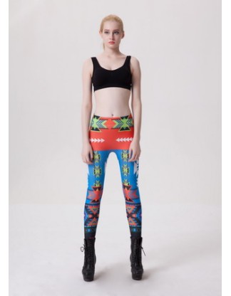 Contrast Colored Geometric Seamless Leggings M9100