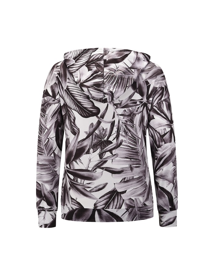 Coat Jacket Floral Print Long-Sleeved Pullover Casual Women Hoodies Fashionable LQ156