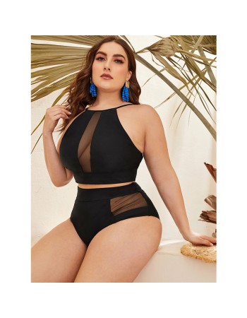 Backless Mesh Hollow Out Mini Bikini Sexy Fat Women Swimsuits 20171