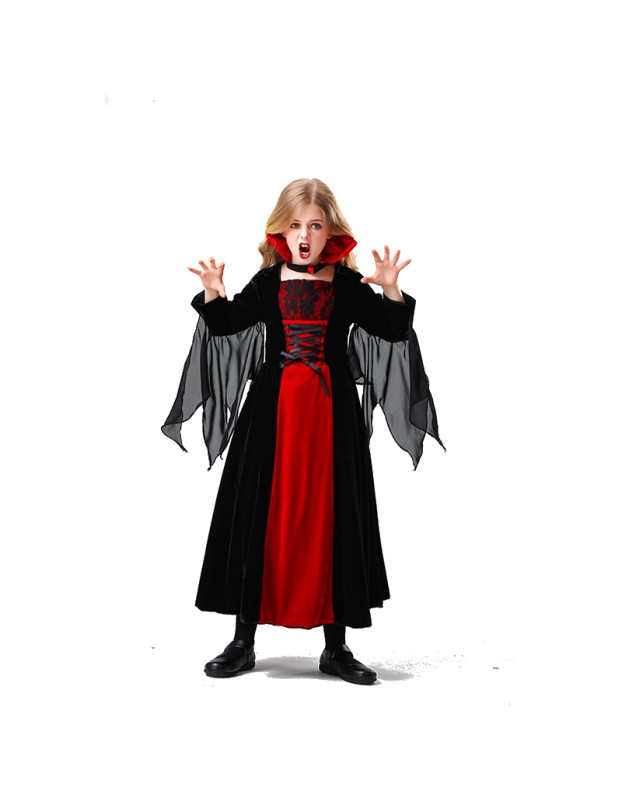 Halloween Fairy Tale Horror Children Vampire Dress Princess Dress Costume Show YM5825