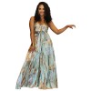 Sexy Women Print Strapless Midriff Two Piece Wide Leg Pants Set 9426