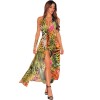 Women Summer Beach Print Floral Sexy Maxi Slip Dress Long Deep V Neck Halter Dress For Women