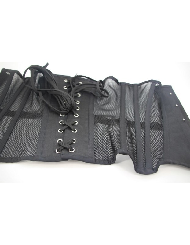 Black Mesh Women Waist Shrinkable Breathable Shapewear Corset Sexy Bustier WK2271