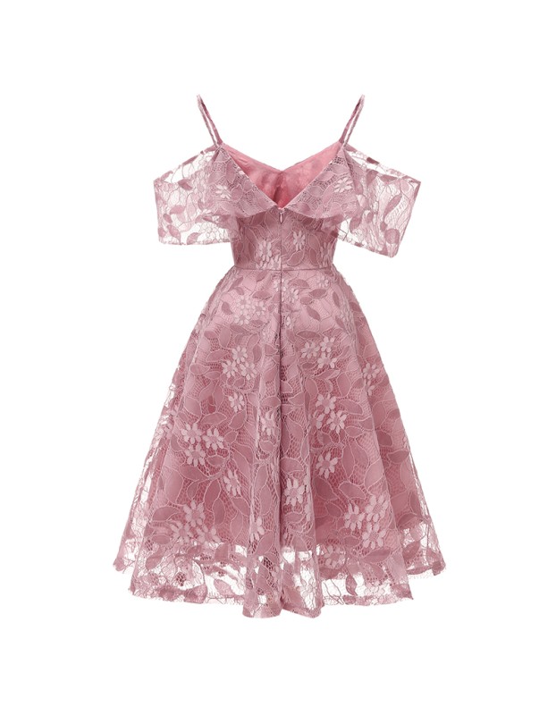 Sling Sleeves Flower Slim Women Sexy Swing Summer Lace Party Dress CD1627