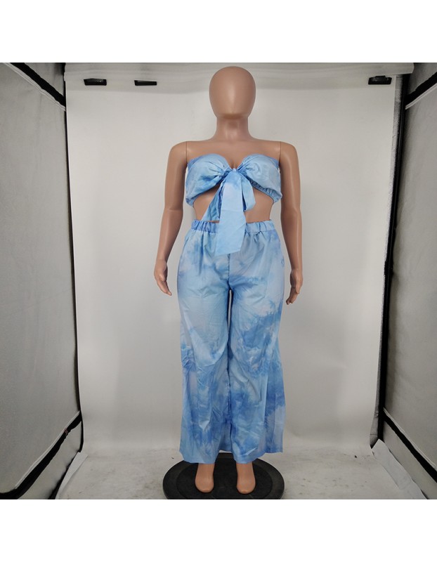 sexy tube top slim two piece top and pants sets M8599