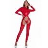 Open Crotch One-Piece Leather Bodycon Jumpsuit Sexy Bodysuit Set XX6810