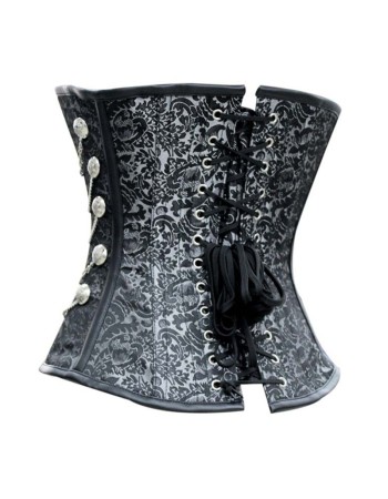 Floral printed with chain button decoration side up corset for women casual clothes over bust waist