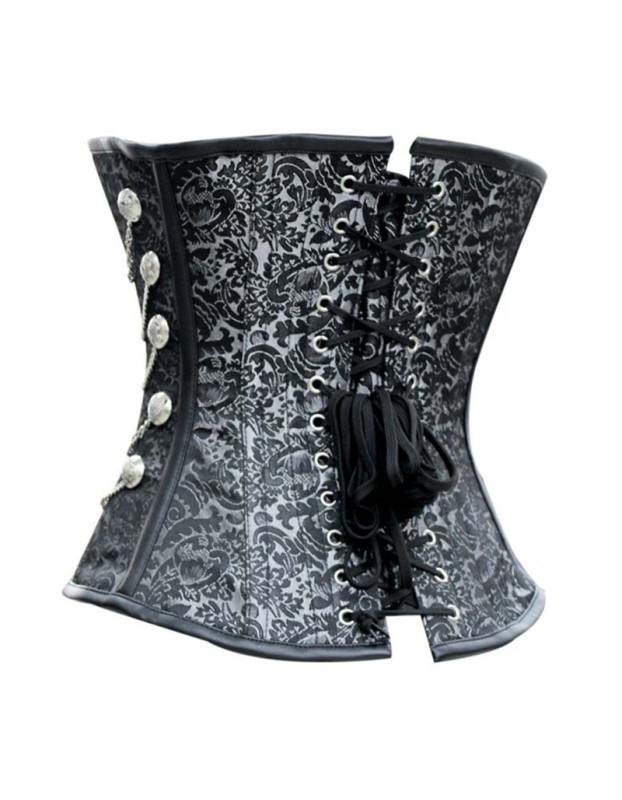 Floral printed with chain button decoration side up corset for women casual clothes over bust waist