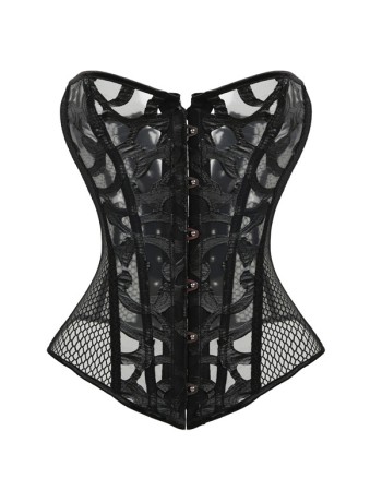 Sexy Black Mesh Overbust Corset M1312