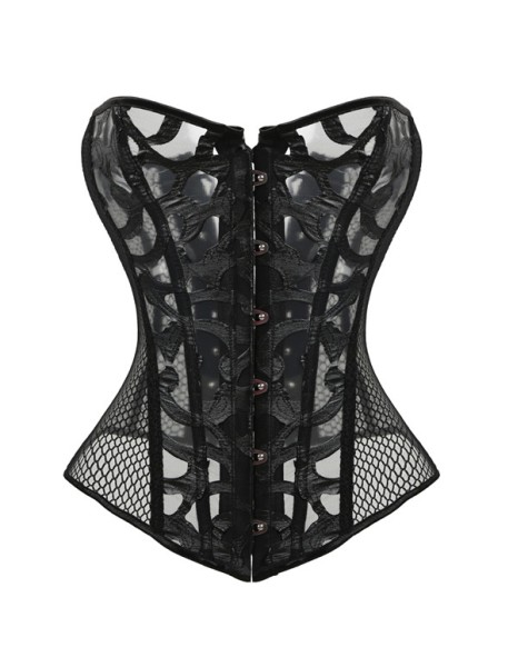 Sexy Black Mesh Overbust Corset M1312