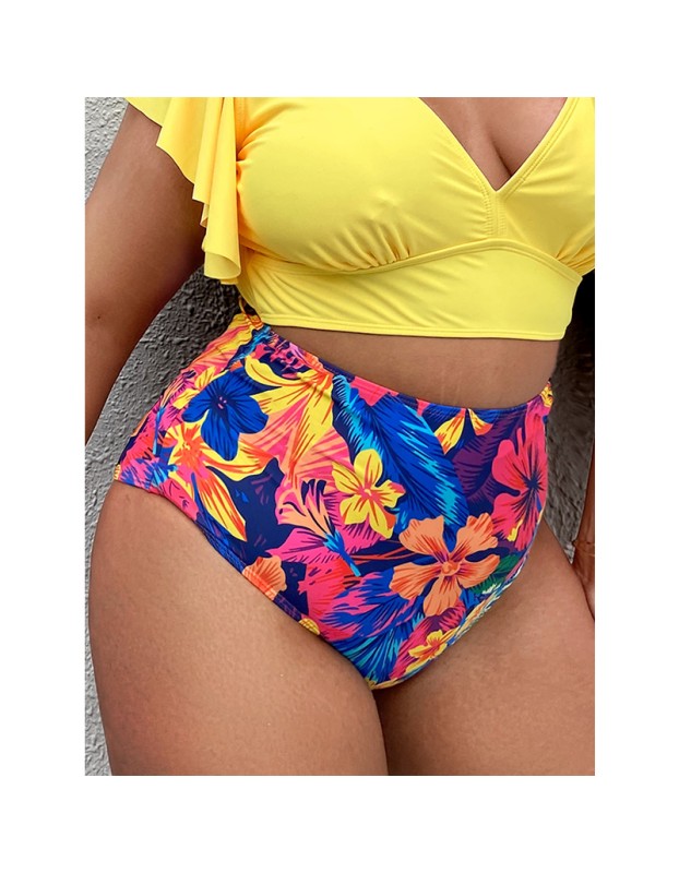 Beach Pants Woman Printed High Waist Swim Briefs 005