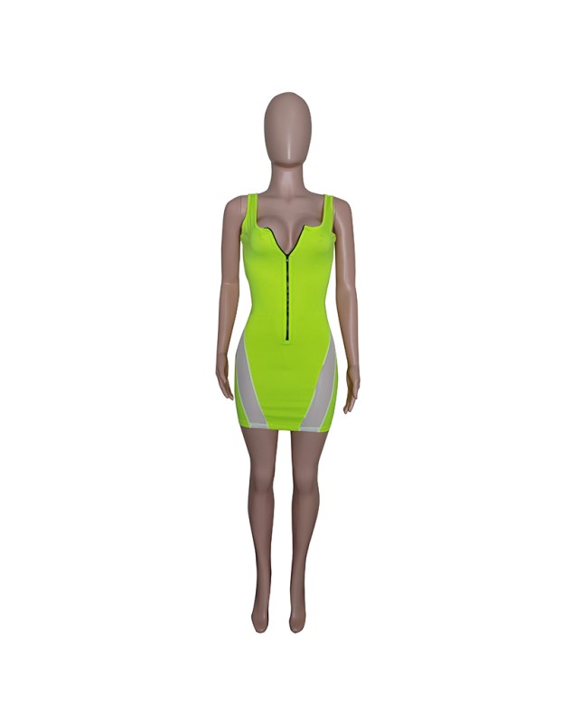 Spliced Sexy Mini Mesh Dress Womens Dresses Fashion M059