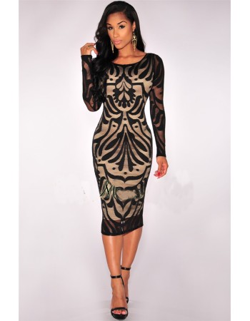 Long Sleeves Embroider Dresses M30090