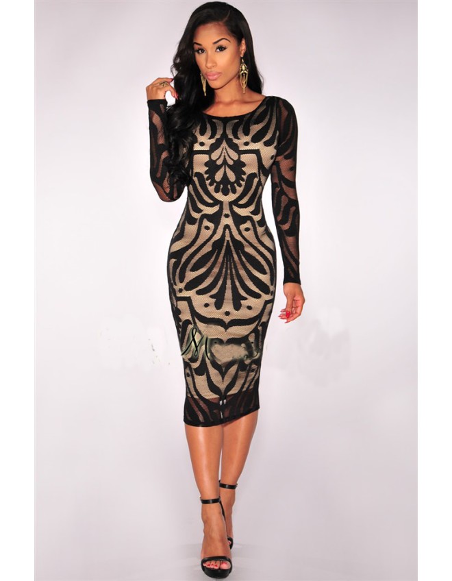 Long Sleeves Embroider Dresses M30090