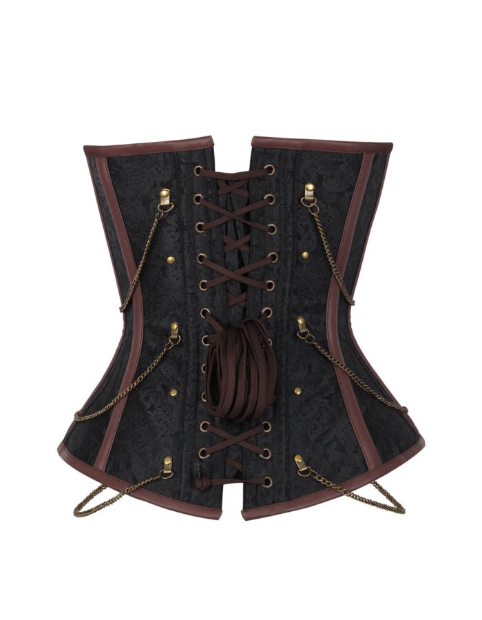 Brown Deluxe Chaining Steel Boned Corset m1384