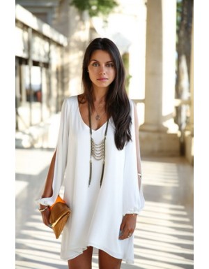 White Loose Party Dress M3882a