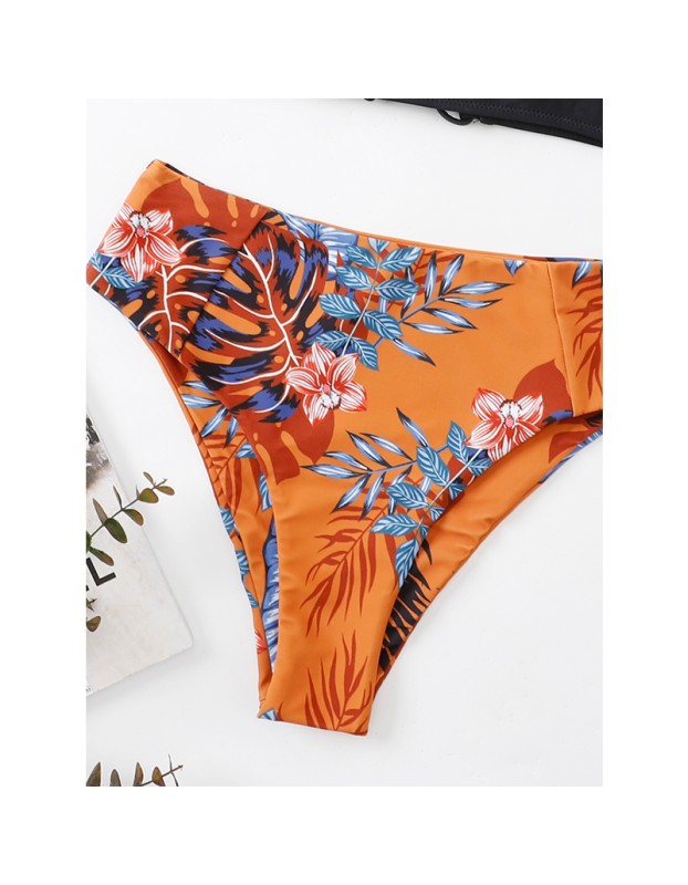 Solid Color Patchwork Split Print Summer Lingerie Sexy Belt Bikini Swimwear A2202