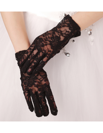 Fashion black floral lace gloves G1502
