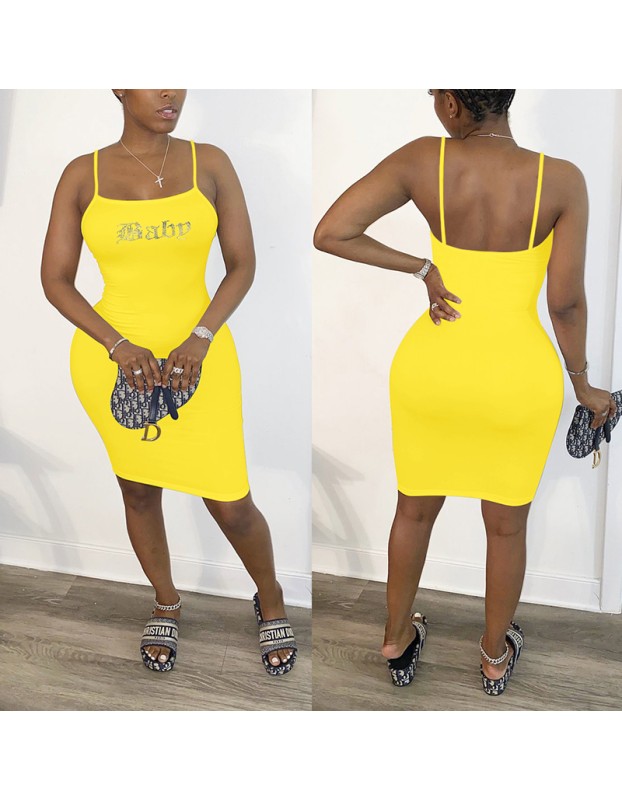 sexy slim-fit rhinestone sling elastic bodycon mini dress M30153
